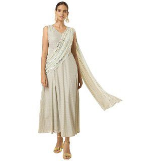 Indya Women's Georgette A-Line Maxi Dress