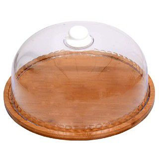 Wood Cake Stand with Acrylic Dome Lid