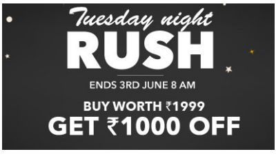 Rs. 1000 Off on Rs. 1999 ! Rush Hour Sale