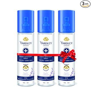 Yardley London English Lavender Hand Sanitizer spray, 140 ml(Pack of 3)